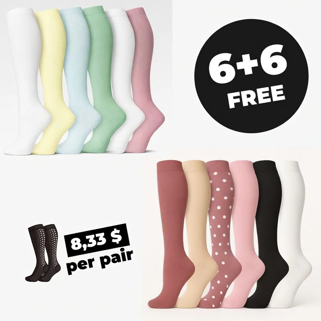 Essential Compression Socks | Summer Colors | 20-30mmHg | Buy 6, Get 6 Free
